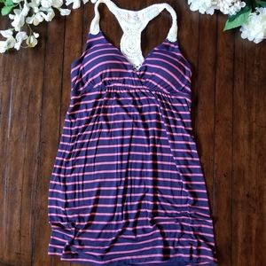 PINK ROSE | Sun Dress Racerback Stripe Stretch Sm